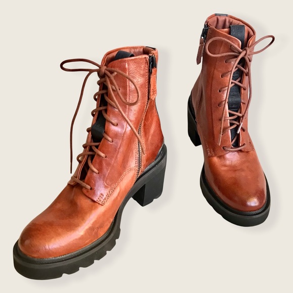 Frye Savannah Cognac Genuine Leather Classic Lace Up Streetwear Combat AnkleBoot - Picture 10 of 16